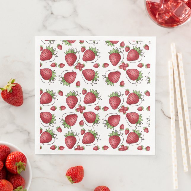 Summer Strawberry Paper Napkins Serviette (Beispiel)