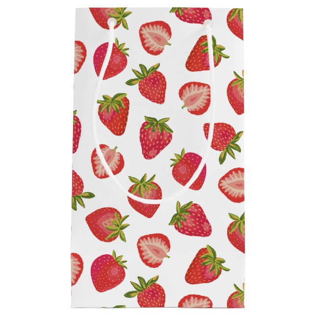 Summer Strawberry Pattern Kleine Geschenktüte (Vorderseite)