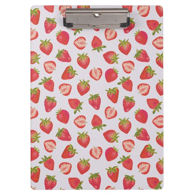 Summer Strawberry Pattern Klemmbrett (Vorderseite)