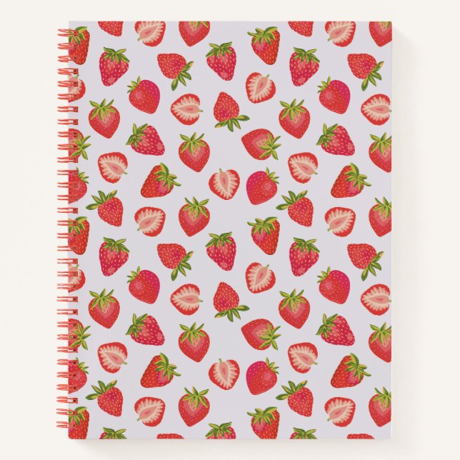 Summer Strawberry Pattern Notizbuch (Vorderseite)