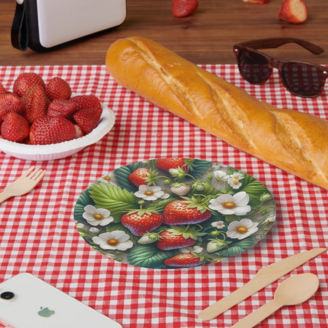Summer Strawberry Red Fruit Paper Plate Pappteller (Picknick)