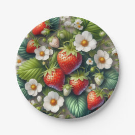 Summer Strawberry Red Fruit Paper Plate Pappteller