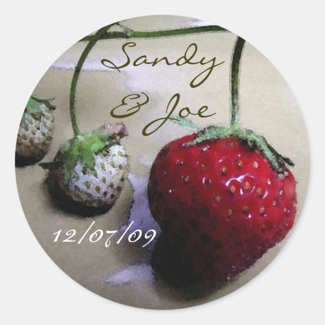 Summer Strawberry Wedding Sticker (Vorderseite)