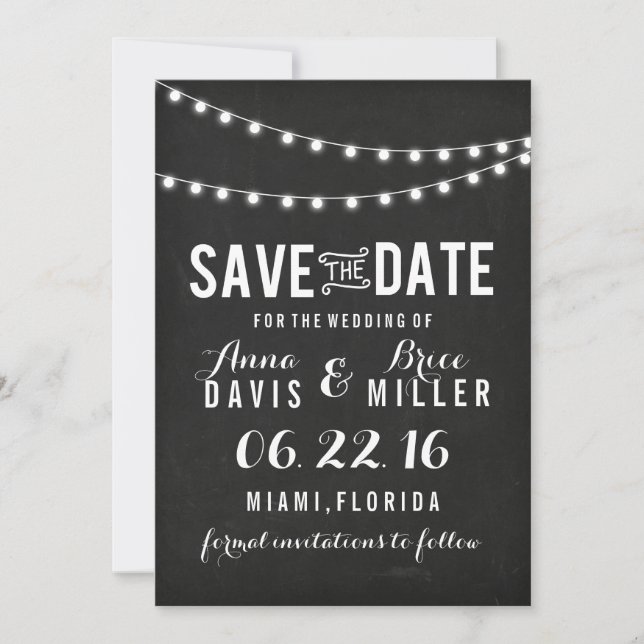 Summer String Light Save the Date (Vorderseite)