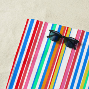 Summer Stripes Blue Red Yellow Strandtuch