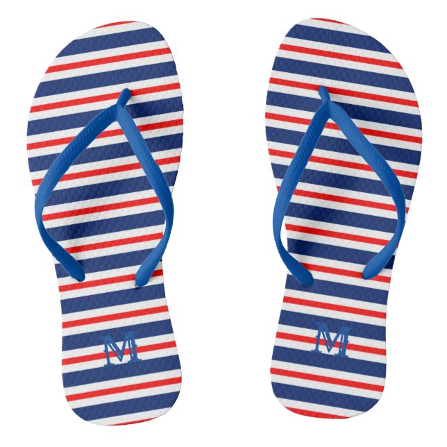 Summer Stripes Mit Monogramm Ocean Flip Flops (Fußbett)
