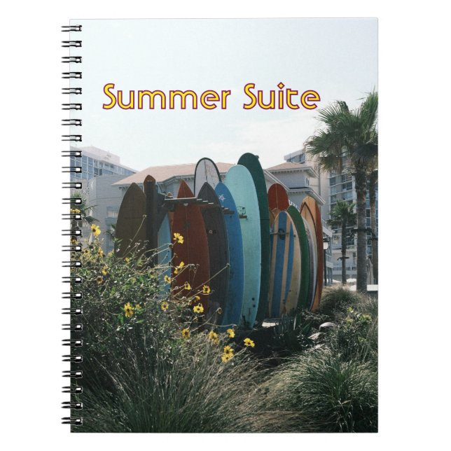 Summer Suite Surfboards & Palmen Notizblock (Vorderseite)
