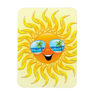 Summer Sun Cartoon mit Sonnenbrille Magnet