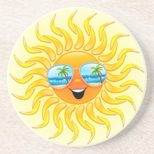 Summer Sun Cartoon mit Sonnenbrille Untersetzer
