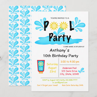 Summer Sun Splash Pool Party Geburtstag Einladung