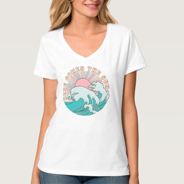 Summer Sun Waves Beach Grafik T-Shirt (Vorderseite)