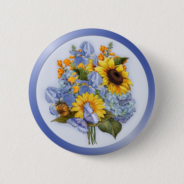 Summer Sunflower Bouquet Button (Vorderseite)