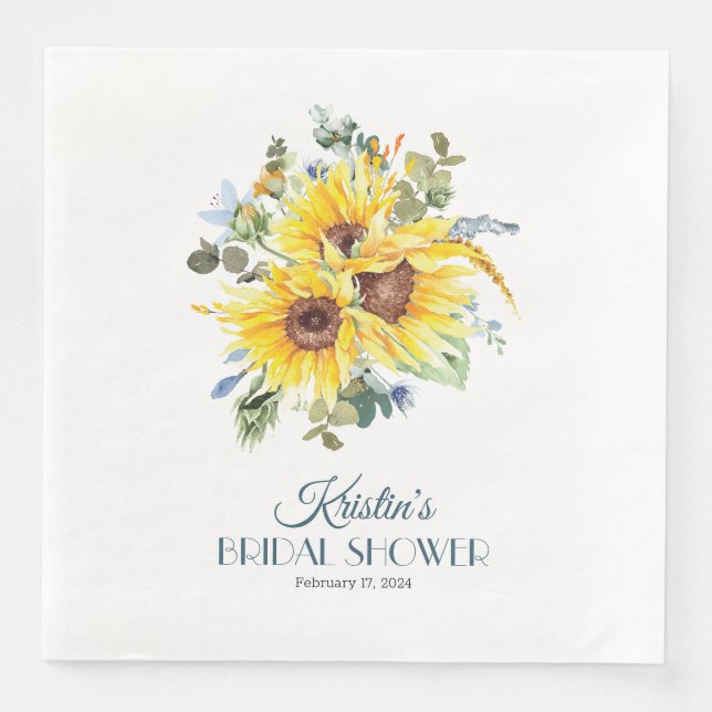 Summer Sunflower Dinner Sized Party Napkin Serviette (Vorderseite)
