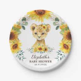 Summer Sunflower Lion Cub Jungle Baby Dusche Pappteller
