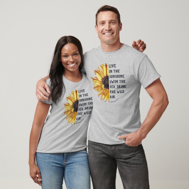 Summer Sunflower Typografy & Emerson Quote T-Shir T-Shirt (Unisex)