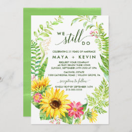 Summer Sunflower Wreath Vow Renewal Einladung