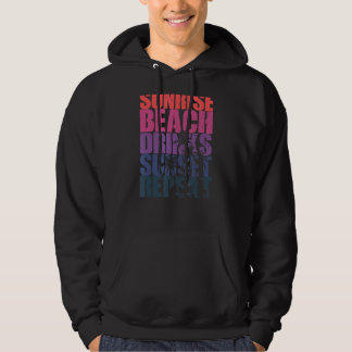 Summer Sunrise Beach Drinks Sunset Repeat Beach 7 Hoodie