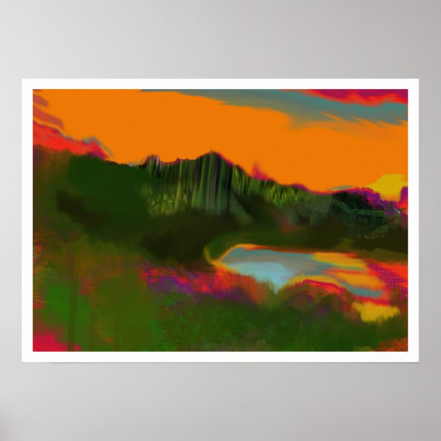 Summer Sunset Abstrakte Landschaft Poster (Vorne)