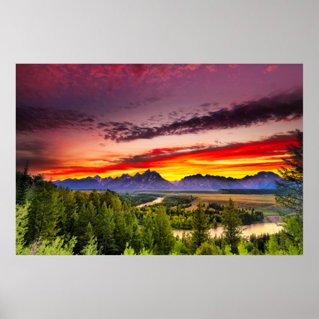 Summer Sunset at Snake River Overlook Poster (Vorne)