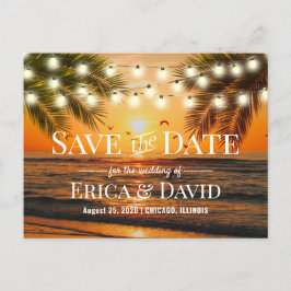 Summer Sunset Beach Hochzeit Save the Date Ankündigungspostkarte