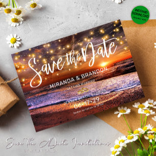 Summer Sunset Beach Hochzeitkarte Save the Date Einladung
