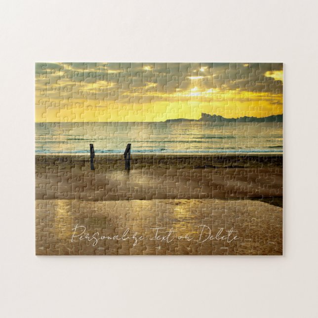 Summer Sunset Beach Landschaft Personalisiert Puzzle (Horizontal)