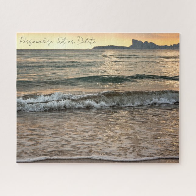 Summer Sunset Beach Landschaft Personalisiert Puzzle (Horizontal)