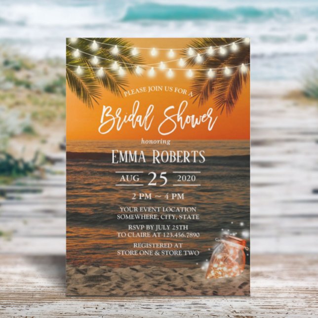Summer Sunset Beach Mason Jar Brautparty Einladung (Von Creator hochgeladen)