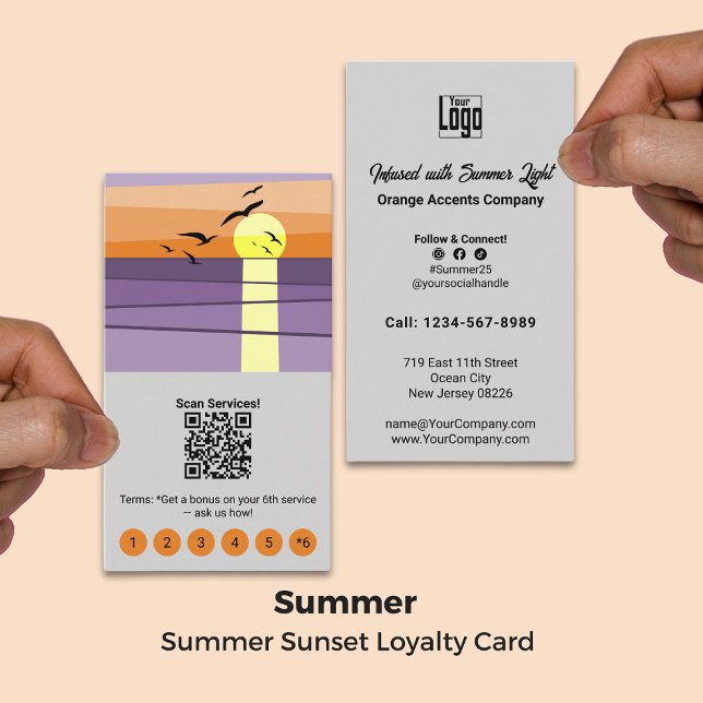 Summer Sunset Design Template Service Treuekarte (Summer Sunset Design Template Service Loyalty Card)