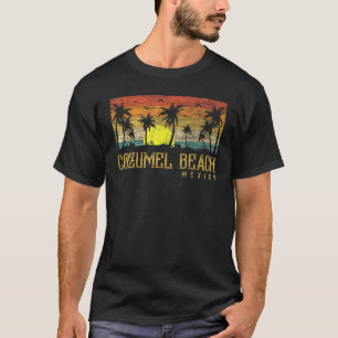 Summer Sunset Palm Tree Vintag Mexico Cozumel Bea T-Shirt