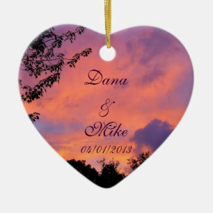 Summer Sunset Romantic Heart Ornaments Keramikornament