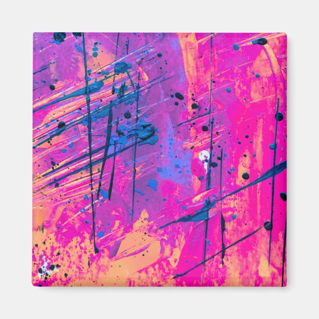 Summer Sunset Spritzer Paint Abstrakt Magnet (Vorne)