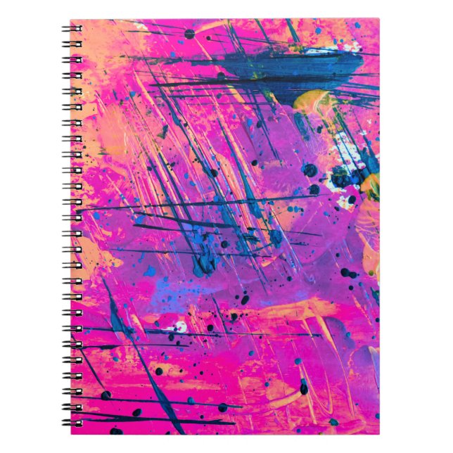 Summer Sunset Spritzer Paint Abstrakt Notizblock (Vorderseite)