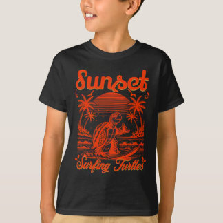 Summer - Sunset Surfing Turtles  T-Shirt