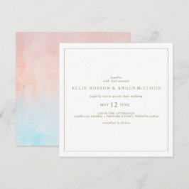 Summer Sunset Watercolor Square Hochzeitseinladung Einladung