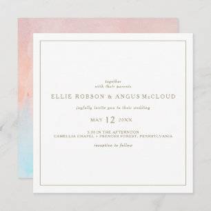 Summer Sunset Watercolor Square Hochzeitseinladung Einladung