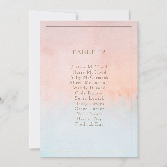 Summer Sunset Watercolor Tischnummer Chart (Vorderseite)