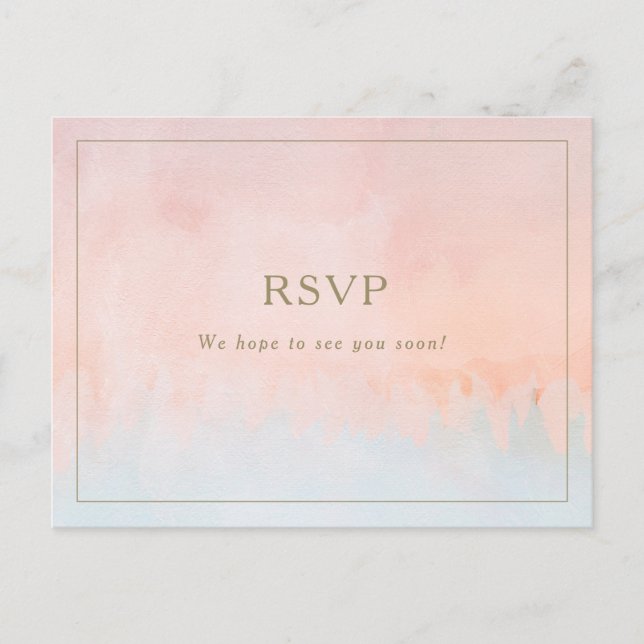 Summer Sunset Watercolor Wedding RSVP Postcard Postkarte (Vorderseite)