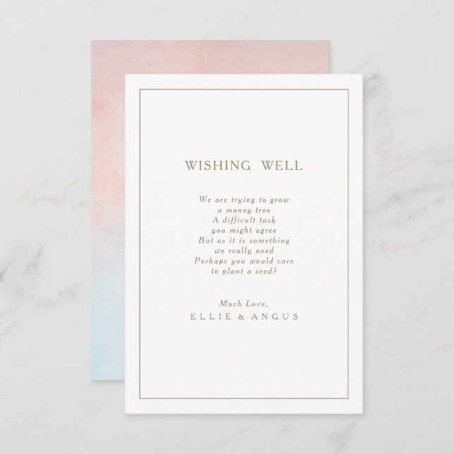 Summer Sunset Watercolor Wedding Well Well Card Begleitkarte (Vorne/Hinten)