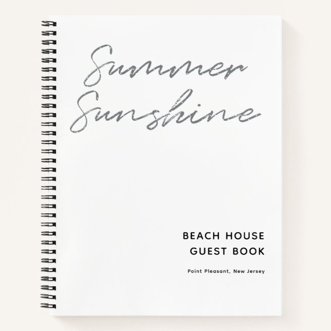 Summer Sunshine Minimalistisch Beach House Gästebu Notizbuch (Vorderseite)