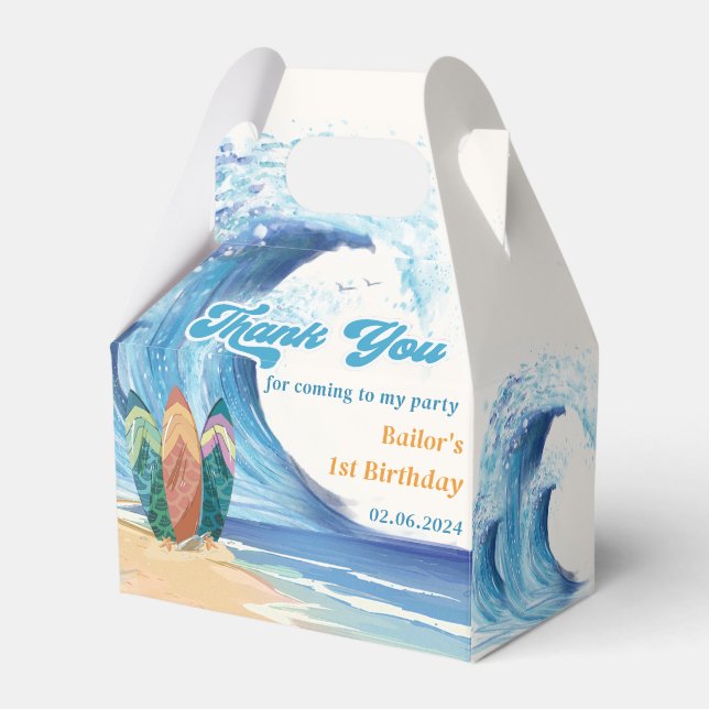 Summer Surf Geburtstagsparty Gefallen Boxen Geschenkschachtel (Vorderseite)