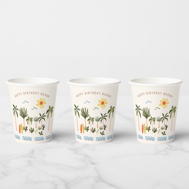 Summer Surf Geburtstagsparty Paper Cups Pappbecher (Multi)
