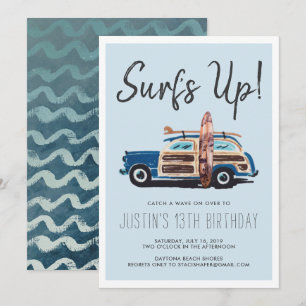 Summer Surf Party Vintage Car Einladung