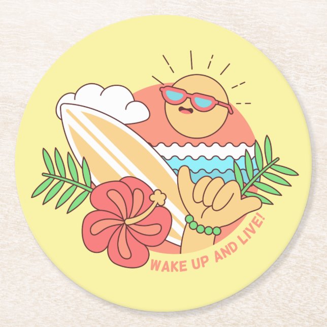 Summer Surfer Paper Untersetzer (Vorderseite)