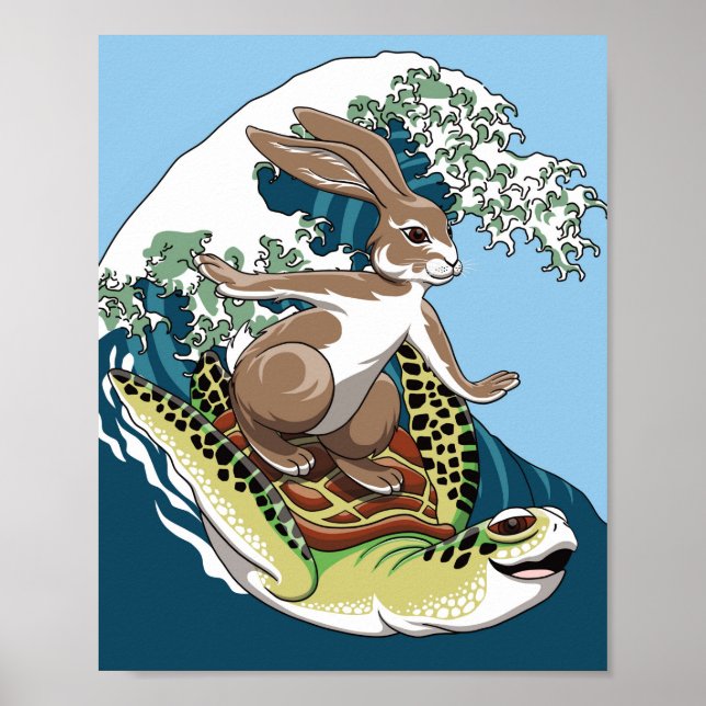 Summer Surfing - Illustration über Schildkröten un Poster (Vorne)