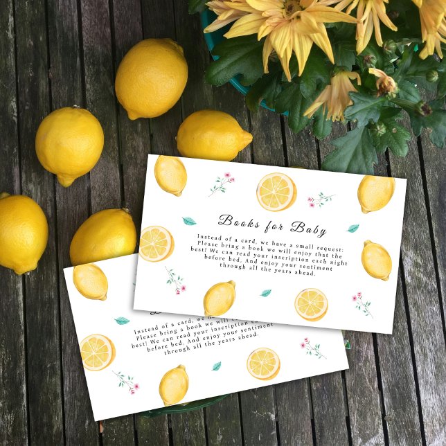 Summer Sweet Lemon Citrus Books For Baby Shower  Begleitkarte (Summer Sweet Lemon Citrus Books For Baby Shower Enclosure Card)