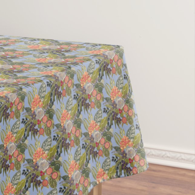 Summer Tapestry Blume auf Sky Blue Tablecloth Tischdecke (Beispiel)