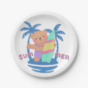 Summer Teddy Bear Surfer in Hawaii Pappteller