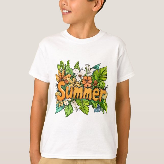 Summer Text - Summer Floral Design T-Shirt (Vorderseite)