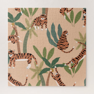 Summer Tigers Palm Trees Exotic Puzzle